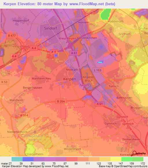 Kerpen,Germany Elevation Map