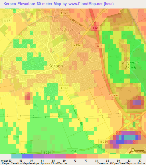 Kerpen,Germany Elevation Map