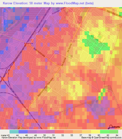 Karow,Germany Elevation Map