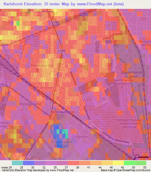 Karlshorst,Germany Elevation Map