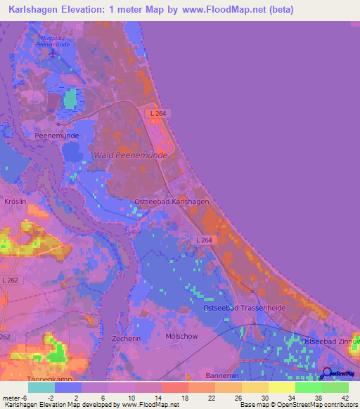 Karlshagen,Germany Elevation Map