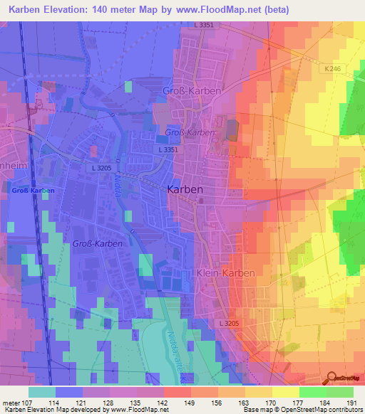 Karben,Germany Elevation Map