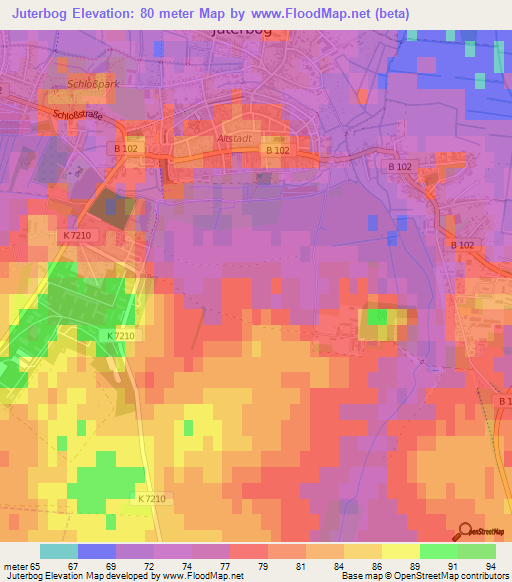 Juterbog,Germany Elevation Map