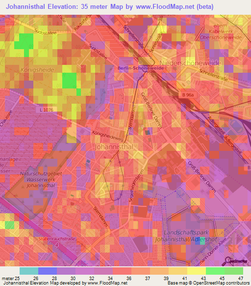 Johannisthal,Germany Elevation Map