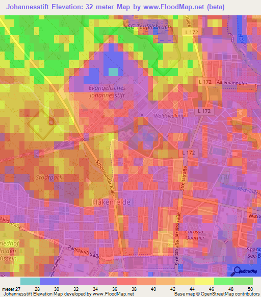 Johannesstift,Germany Elevation Map