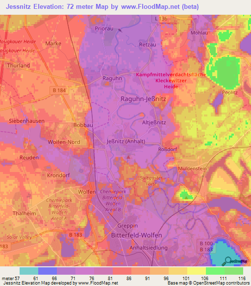 Jessnitz,Germany Elevation Map