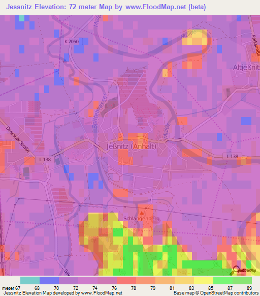 Jessnitz,Germany Elevation Map