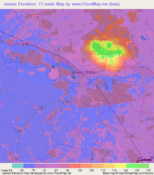 Jessen,Germany Elevation Map