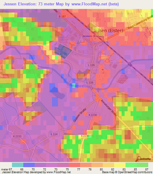 Jessen,Germany Elevation Map