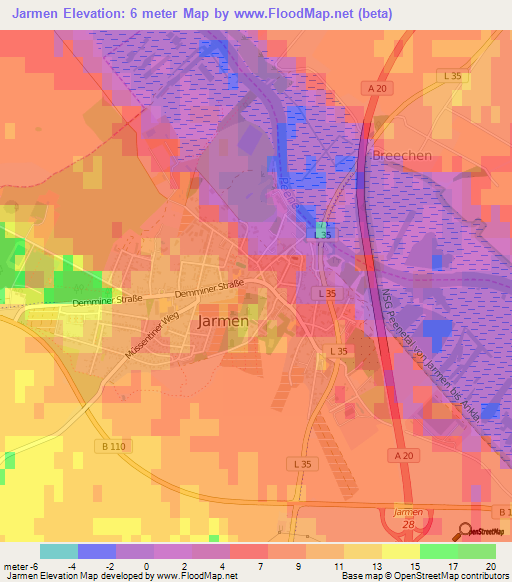 Jarmen,Germany Elevation Map