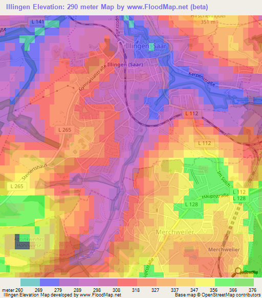 Illingen,Germany Elevation Map