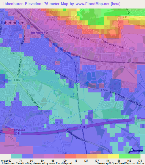 Ibbenburen,Germany Elevation Map