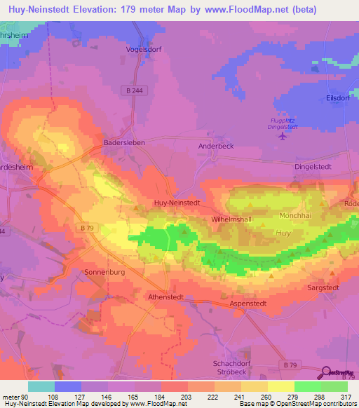 Huy-Neinstedt,Germany Elevation Map