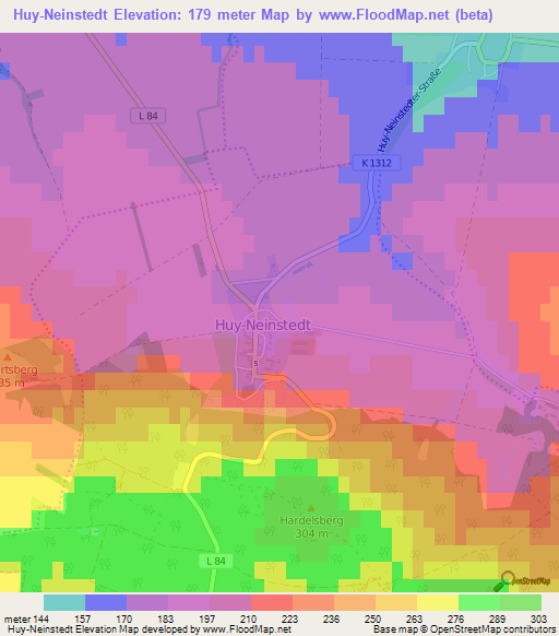 Huy-Neinstedt,Germany Elevation Map