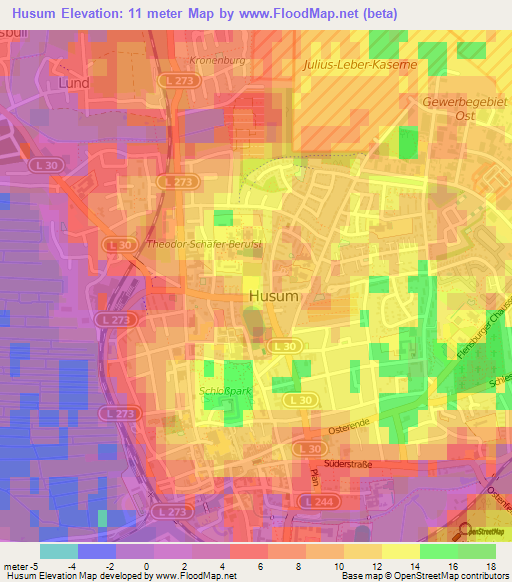 Husum,Germany Elevation Map