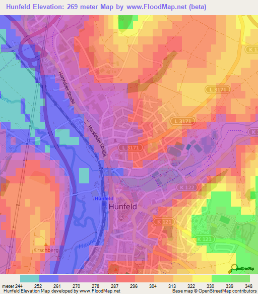 Hunfeld,Germany Elevation Map