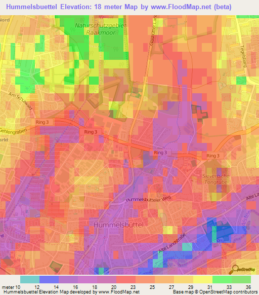 Hummelsbuettel,Germany Elevation Map