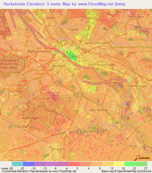 Huckelriede,Germany Elevation Map