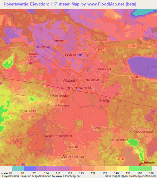 Hoyerswerda,Germany Elevation Map