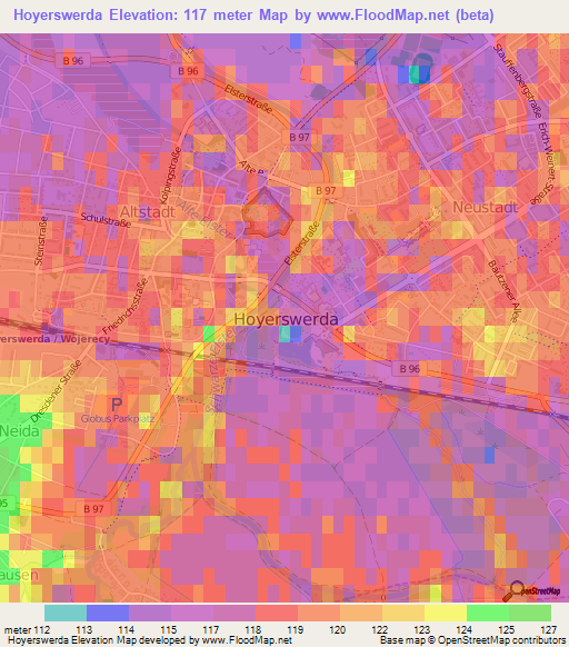 Hoyerswerda,Germany Elevation Map