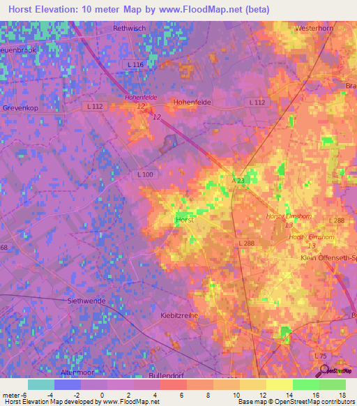 Horst,Germany Elevation Map