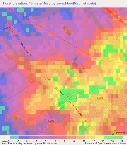 Horst,Germany Elevation Map