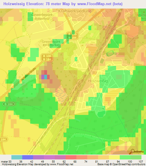 Holzweissig,Germany Elevation Map