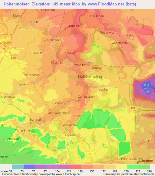 Hohenmolsen,Germany Elevation Map