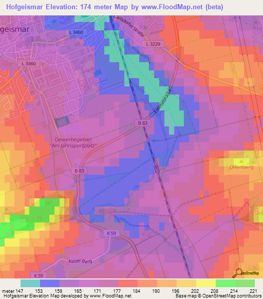 Hofgeismar,Germany Elevation Map