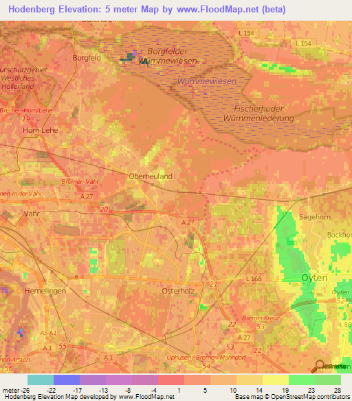 Hodenberg,Germany Elevation Map