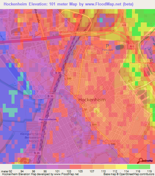 Hockenheim,Germany Elevation Map