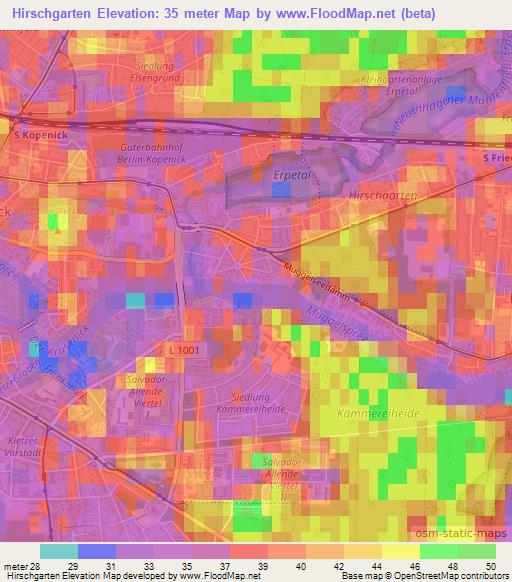 Hirschgarten,Germany Elevation Map