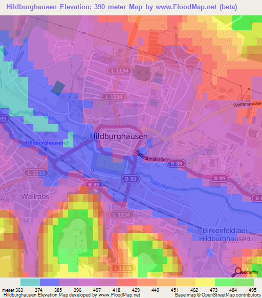 Hildburghausen,Germany Elevation Map