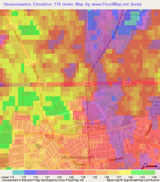 Heusenstamm,Germany Elevation Map