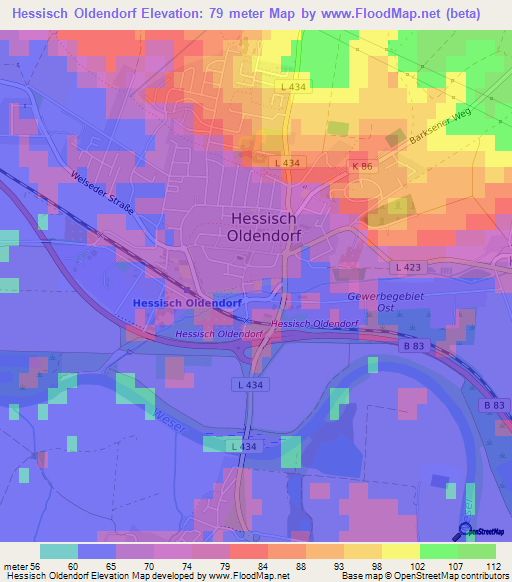 Hessisch Oldendorf,Germany Elevation Map