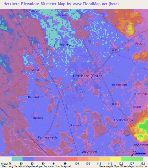 Herzberg,Germany Elevation Map