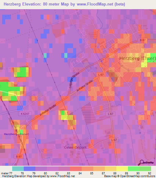 Herzberg,Germany Elevation Map