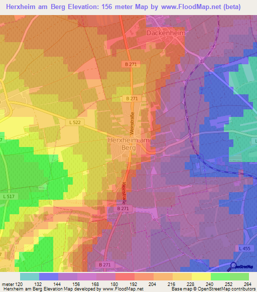 Herxheim am Berg,Germany Elevation Map