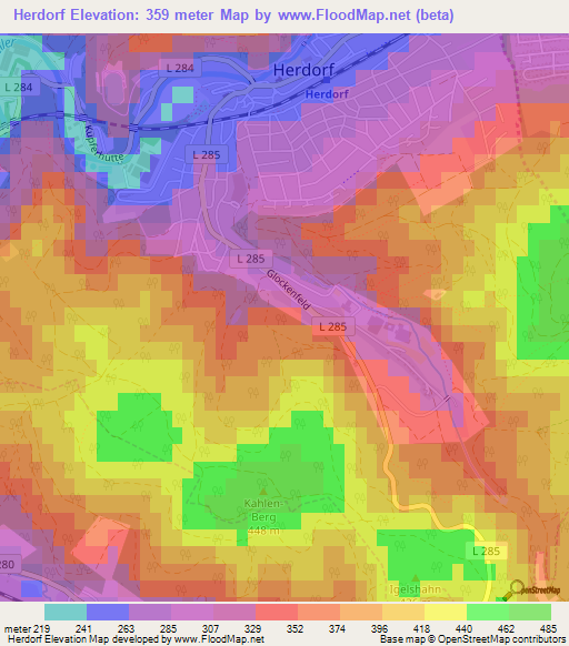 Herdorf,Germany Elevation Map