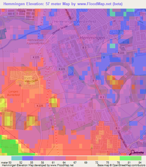 Hemmingen,Germany Elevation Map