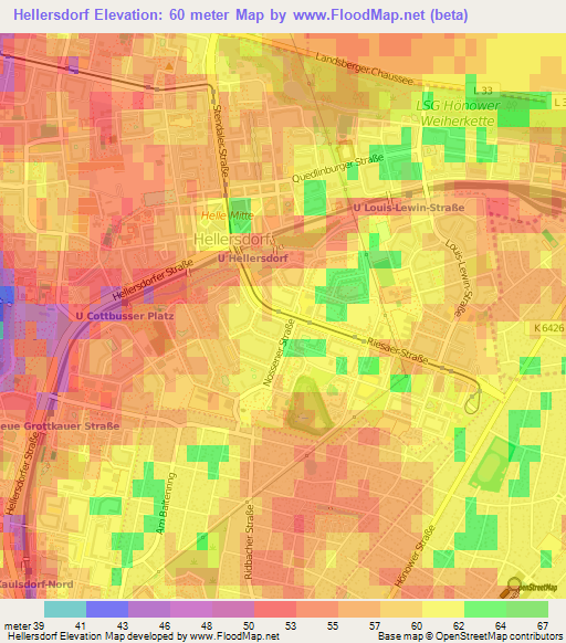 Hellersdorf,Germany Elevation Map