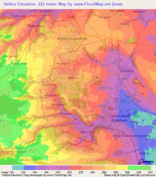 Helbra,Germany Elevation Map