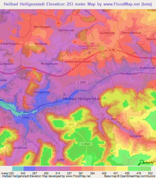 Heilbad Heiligenstadt,Germany Elevation Map