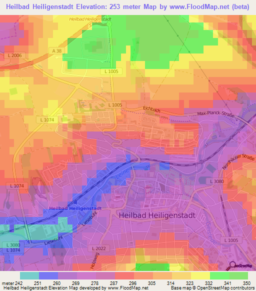 Heilbad Heiligenstadt,Germany Elevation Map