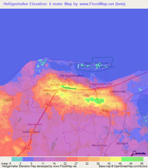 Heiligenhafen,Germany Elevation Map