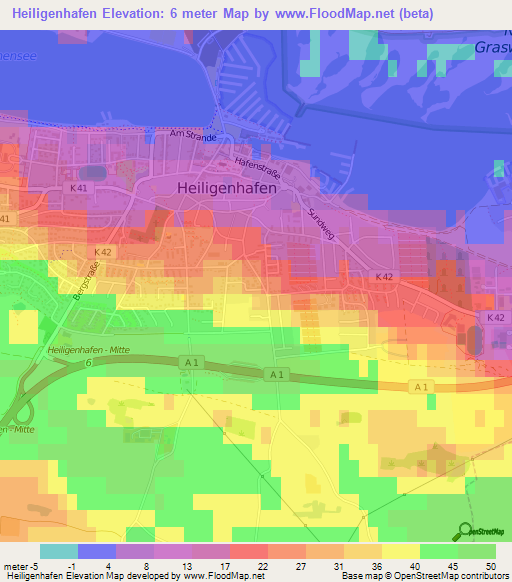 Heiligenhafen,Germany Elevation Map