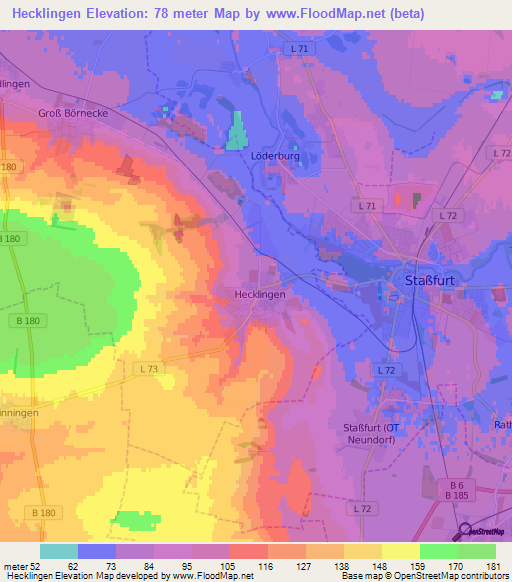 Hecklingen,Germany Elevation Map