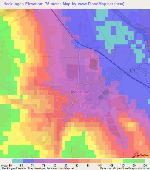 Hecklingen,Germany Elevation Map