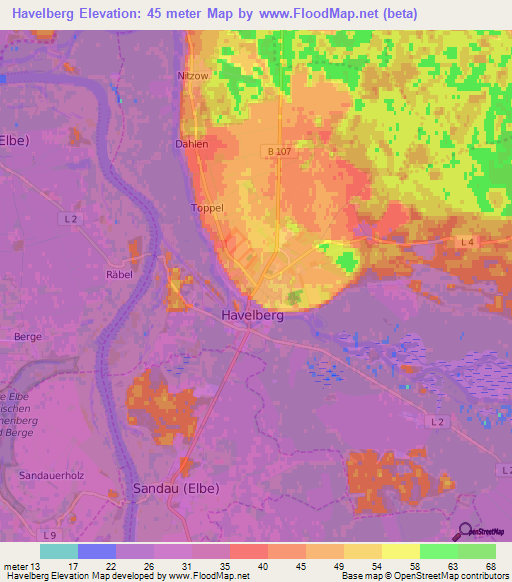 Havelberg,Germany Elevation Map