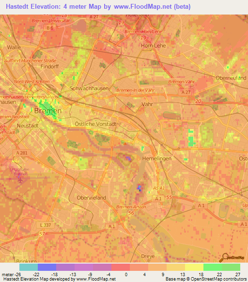 Hastedt,Germany Elevation Map